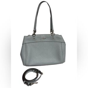 Coach Lite Blue Leather Satchel with Crossbody Strap